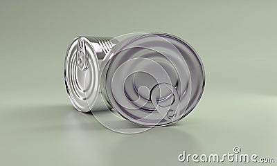 3D rendering of tin cans isolated on a green background Stock Photo