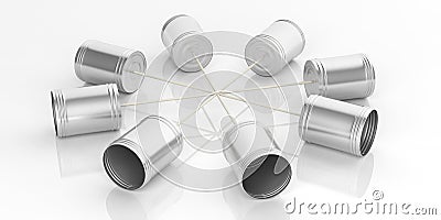 3d rendering tin cans telephone Stock Photo