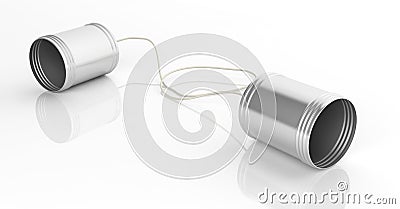 3d rendering tin cans telephone Stock Photo