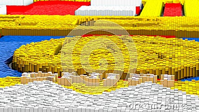 3d rendering topography with cubes Stock Photo