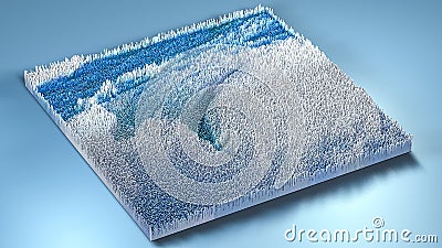 3d rendering topography with cubes Stock Photo