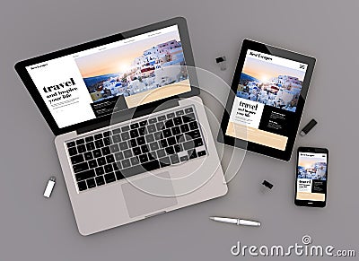 responsive design travel website zenith view Stock Photo