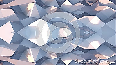3d rendering triangular geometric surface. Computer generation abstract low poly waving background. Stock Photo