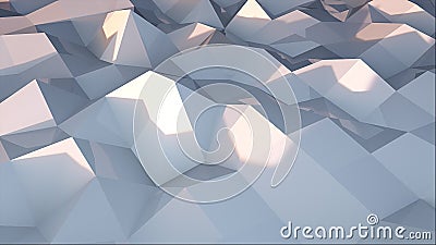 3d rendering triangular geometric surface. Computer generation abstract low poly waving background. Stock Photo