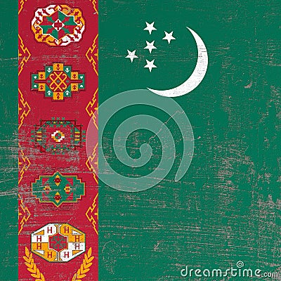 Scratched Turkmenistan flag Stock Photo