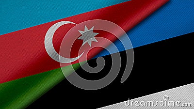 3D Rendering of two flags of Azerbaijan and Republic of Estonia Stock Photo