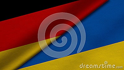 3D Rendering of two flags from Republic of Germany and ukraine Stock Photo