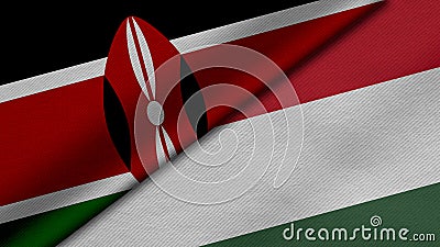 3D rendering of two flags of Republic of Kenya and Hungary Stock Photo