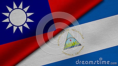 3D Rendering of two flags from Taiwan and Republic of Nicaragua Stock Photo