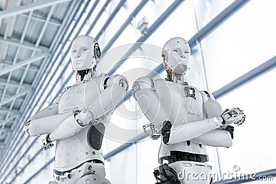 Robot arm crossed Stock Photo