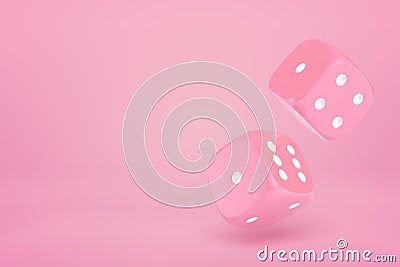 3d rendering of two pink casino dice on pink background Stock Photo