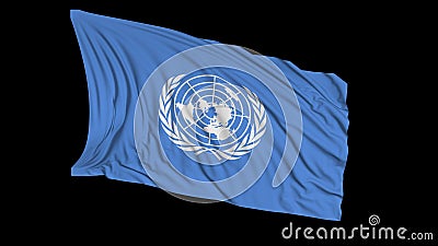 3d rendering of a UN flag. The flag develops smoothly in the wind Editorial Stock Photo