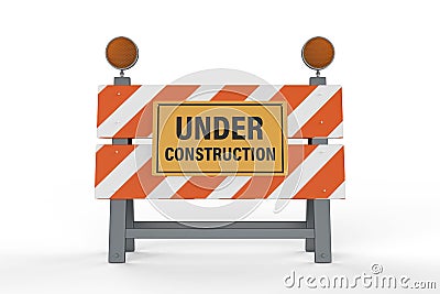 Construction sign with road block Stock Photo