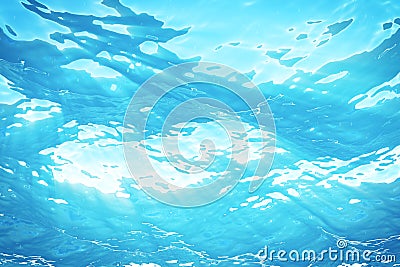 3d rendering underwater sea, ocean surface with light rays, high resolution Stock Photo