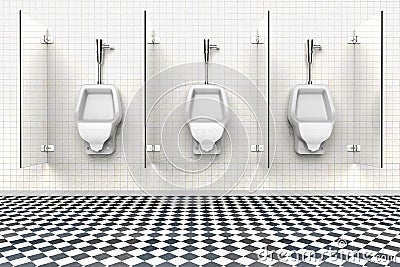 Urinals in a public bathroom Stock Photo