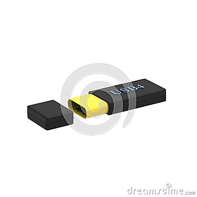3d rendering of USB Type C or USB 4 connector cable line art 3d Stock Photo