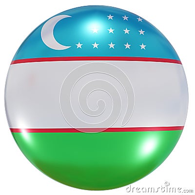 Uzbekistan national flag button Stock Photo