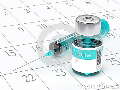 3d rendering of vaccine vial and syringe isolated over white Stock Photo