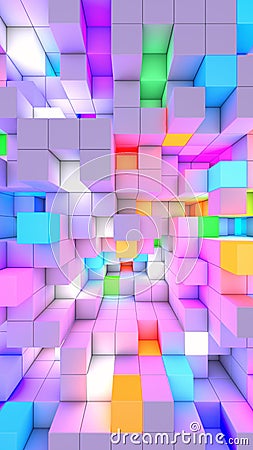 3D rendering vertical abstract background color light cubes Stock Photo