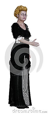 3D Rendering Victorian Old Lady on White Stock Photo