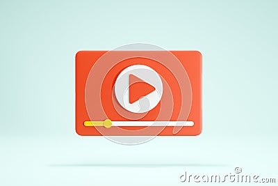 3D Rendering Video Player Icon Symbols Isolated Red Color Front Stock Photo