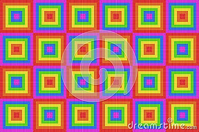 3d rendering. vintage lgbt rainbow color design square shape pattern art tile wall background Stock Photo
