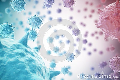 3d rendering virus, bacteria, cell infected organism, virus abstract background. Stock Photo