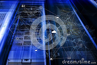 3D rendering visualization of ERP systems for managing digital flows, information, enterprise, and resources Stock Photo