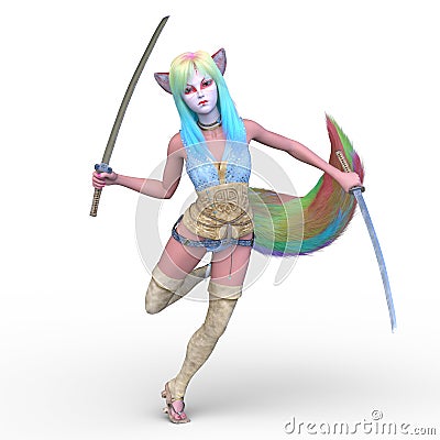 3D rendering of a vixen fencer Stock Photo