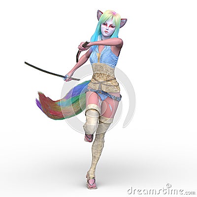 3D rendering of a vixen fencer Stock Photo