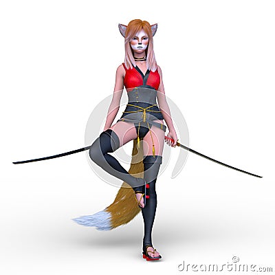 3D rendering of a vixen fencer Stock Photo