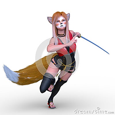 3D rendering of a vixen fencer Stock Photo