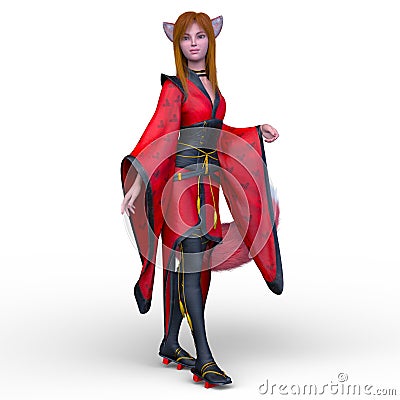 3D rendering of a vixen fencer Stock Photo