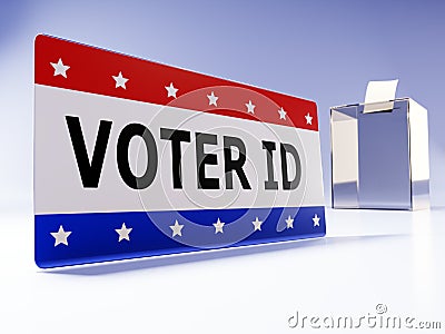 US ballot box with Voter ID card Stock Photo