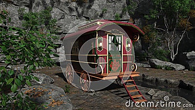 3D-illustration of a old fashioned hitsoric waggon Stock Photo