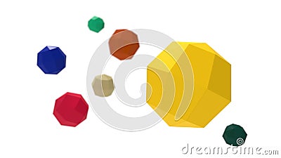 3d rendering wallpaper of floating hexagon objects isolated in studio background Stock Photo