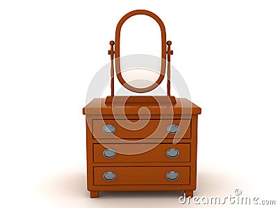 3D Rendering of wardrobe with mirror Stock Photo