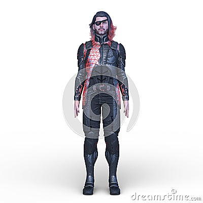 3D rendering of a warrior with an eyepatch Stock Photo