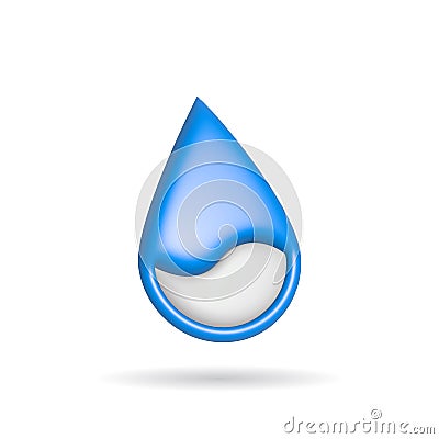 3d rendering water drop icon. Illustration with shadow isolated on white Stock Photo