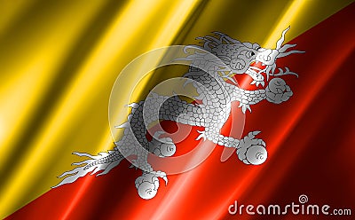 3D rendering of the waving flag Bhutan Stock Photo