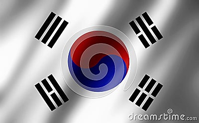 3D rendering of the waving flag Korea Stock Photo