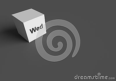 3D RENDERING OF `Wed` ABBREVIATION OF WEDNESDAY Stock Photo