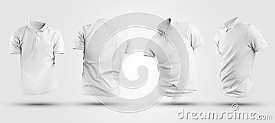 3d rendering white polo mockup, isolated on background, front, back, side Stock Photo