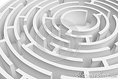 3D rendering of the white round maze consruction approximated Stock Photo