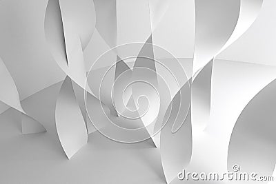 3d rendering, white smooth curves background Cartoon Illustration