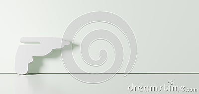 3D rendering of white symbol of drill icon leaning on color wall with floor reflection with empty space on right side Stock Photo