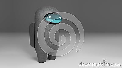 3d rendering of white `Among Us` character standing against a white background Editorial Stock Photo