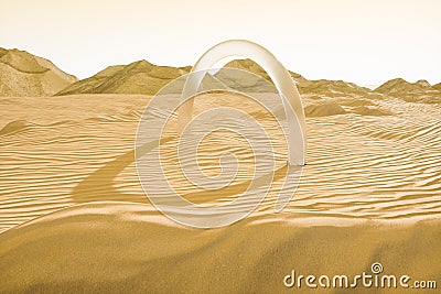 3d rendering, the wide desert, with stripes shapes Cartoon Illustration