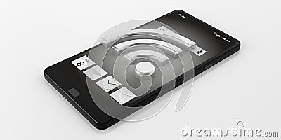 3d rendering wifi symbol on a smartphone Stock Photo