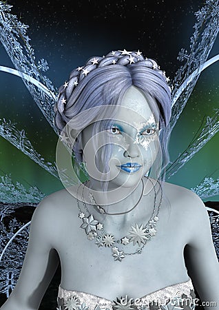 3D Rendering Winter Fairy Stock Photo